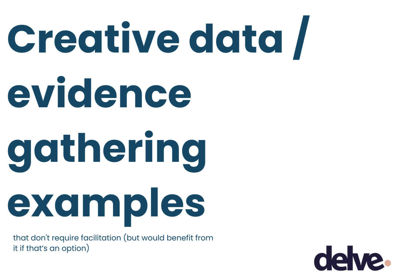 Tailored creative data / evidence gathering examples for impact evaluation work for a small charity