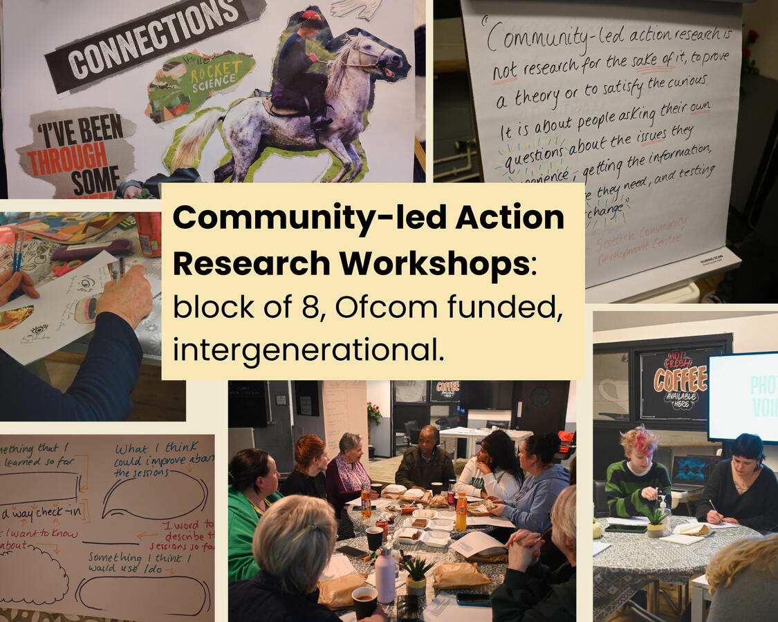 Community-led Action Research Workshops. Designed & delivered this 8 block of intergenerational workshops as part of an Ofcom funded project.